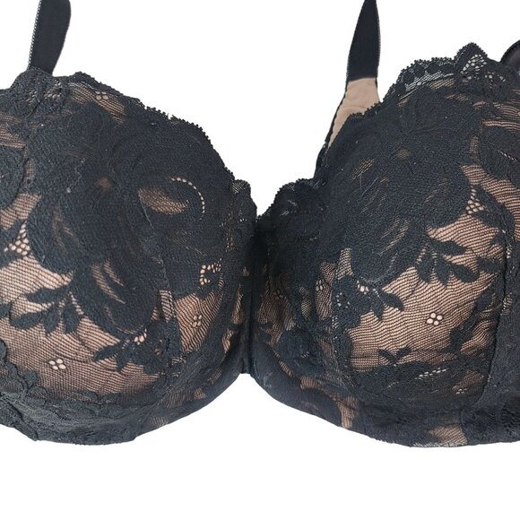 Torrid Full Coverage Bra Black 42DDD Underwire Lightly Lined Exploded Floral - Picture 2 of 11